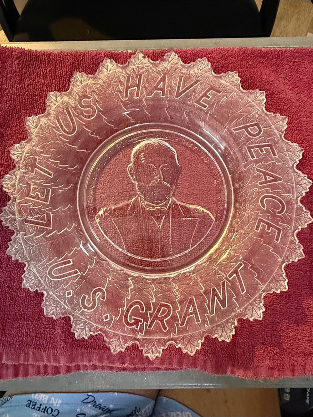 1890’s Clear Decorative Commemorative Plate - U.S. Grant Relief Pattern